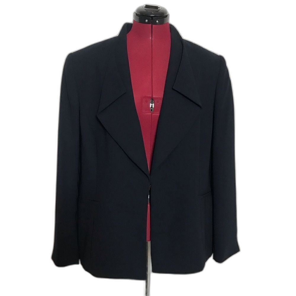 Preston & York Blazer Women Plus Size 18 Midnight Blue Long Sleeves Hook & Eye